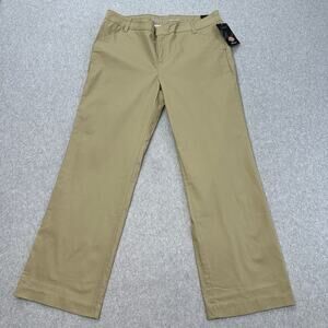 Dickies Pants WMNS 14 Tan Flex Twill Relaxed Fit Straight Leg Stretch High Rise
